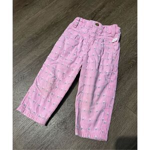 Vintage Liberty Girls Pink & Floral All Over Embroidered Roses Pants Size 2T USA
